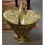 A Large Victorian Brass Scuttle, with diamond mark for 1868-1883