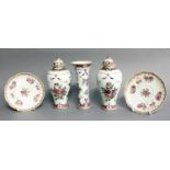 A Garniture of Three Samson Porcelain Vases in Chinese Style, painted in famille rose enamels with
