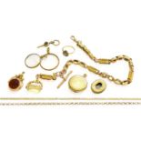 A Small Quantity of Jewellery, including an enamel and diamond ring; two 9 carat gold chains; a