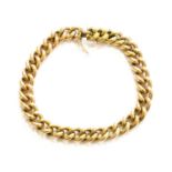A Curb Link Bracelet, length 20.5cmUnamarked, tested as 14 carat gold. Gross weight 50.5 grams.