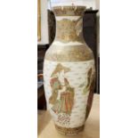 A Large Japanese Meiji Period Satsuma Vase, painted with immortals on a ground of cloud scrolls,