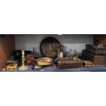 A Collection of 19th century and Later Wooden Items, metal, and glasswares, including a Mauchline