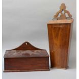 A 19th Century Inlaid Oak Candle Box; together with a modern example (2)Candle- box - top with