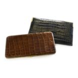 A Black Crocodile Skin Wallet with 9 Carat Gold Mounts by Asprey & Co, London, 1966, together with a