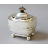 A George V Silver Tea-Caddy, by Thomas Bradbury and Sons Ltd., Sheffield, 1919. oblong and on four