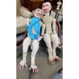 Two South-East Asian Puppet Theatre Monkeys, approximately 110cm