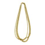 A Four Row Necklace, clasp stamped '9CT', length 45cmGross weight 25.5 grams.