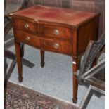 A Reproduction Mahogany Serpentine Side Table, with inset red leather gilt tooled writing surface,