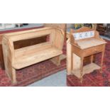 A Small Victorian Pine Washstand, with tile splashback, 69cm by 41cm by 106cm; togther with a