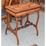 A Walnut and Oak Parquetry Inlaid Lamp Table, 74cm by 41cm by 76cm