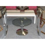A Chromed Italian and Glass Top Circular Table, 60cm dia. by 41cm; together with a Glass Top Console
