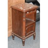 A Reproduction French Kingwood Marble Topped Bedside Table, the marble top over a single drawer