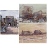 Fred Lawson (1888-1968) Entrance Gates to York Signed, watercolour; together with two further