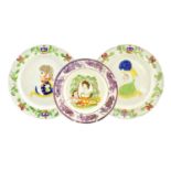 A Sunderland Lustre Queen Charlotte Commemorative Nursery Plate, circa 1818, transfer printed and