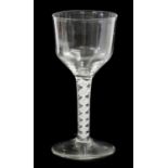A Glass Goblet, circa 1750, the ogee bowl on an opaque twist stem20cm highBowl scratches. Some