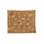 A 19th Century English Needle Point PanelThe camel field with floral sprays centred by a square