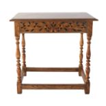 A Joined Oak Side Table, early 20th century, in 17th century style, the rectangular moulded top