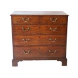 A George III Oak and Pine-Lined Straight Front Chest of Drawers, late 18th century, the moulded