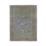 Kashan CarpetCentral Iran, circa 1970The duck egg blue field of vines around a medallion framed by
