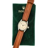Rolex: A Stainless Steel Mid-Size Wristwatch, signed Rolex, Oyster, ref: 2574, circa 1940, manual