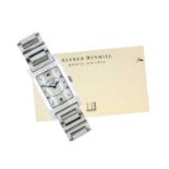 Dunhill: A Stainless Steel Rectangular Shaped Wristwatch, signed Dunhill, circa 1995, manual wound