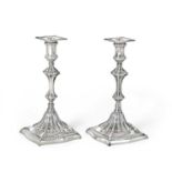 A Pair of George III Silver Taper-Candlesticks, Maker’s Mark IC, Possibly for John Carter, London,