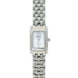 Longines: A Lady's Diamond Set Rectangular Wristwatch, signed Longines, model: DolceVita, ref: L5.