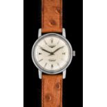 Longines: A Stainless Steel Automatic Centre Seconds Wristwatch, signed Longines, model: Conquest,