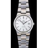 Omega: A Stainless Steel Automatic Calendar Centre Seconds Wristwatch, signed Omega, Geneve, ref: