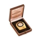 Jaeger LeCoultre: A Gold Plated Centre Seconds Travel Alarm Timepiece, signed Jaeger LeCoultre,