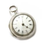 A Silver Pair Cased Verge Pocket Watch, signed Thos Barrow, Stockport, No.11, 1776, single chain