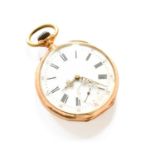 An 18 Carat Gold Open Faced Pocket Watch, circa 1900, case stamped with French 18 carat gold horse