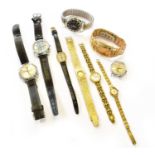 A Lady's Plated Longines Quartz Wristwatch, Chrome Plated Smiths Wristwatch, Four Gents Wristwatches