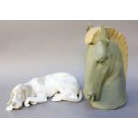 A Lladro Model of a Horses Head in Grecian Style, 25cm high, together with A Lladro Model of a