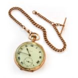 A Gold Plated Open Faced Keyless Pocket Watch, retailed by Reid, movement signed Buren, with