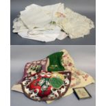 Assorted 19th Century and Later Lace and Embroidery, comprising three small petit point
