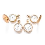 Two Gold Plated Full Hunter Pocket Watches and Two Gold Plated Open Faced Pocket Watches (4)All four