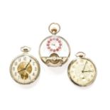 A Silver Hebdomas 8 Day Open Faced Pocket Watch, 14k Gold Filled Art Deco Elgin Pocket Watch and a