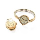 A Lady's 14 Carat Gold Eterna Wristwatch and A 9 Carat Gold Lady's Wristwatch