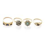 Four 9 Carat Gold Rings, of varying designs and sizesGross weight 8.6 grams.