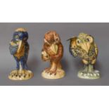 Three 20th Century Peggy Davies Grotesque Birds, modelled by Robert Tabbenor after Martin