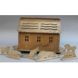A Vintage Carved Wooden Noah's Ark Model, with various animals