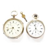 A Silver Single Push Chronograph Pocket Watch, dust cover with retailers signature Sir John