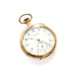 A 14 Carat Gold Waltham Pocket Watch, circa 1910, case stamped '14K'Not in going orderInner dust