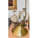 Various Table Lamps and Light Fittings, including brass and glass examples