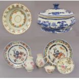 A Collection of 18th Century Chinese Porcelain, to include: a pair of sparrowbeak jugs, a large