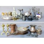 A Collection of Various 19th Century and Later Metalwares, including pewter tankards, a large pewter