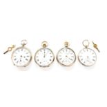 Four Silver Open Faced Pocket Watches, case stamped 0.935, Birmingham hallmark, fine silver and