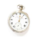 A Silver Open Faced Pocket Watch, lever movement signed Rolex