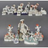 Two Trays of 19th Century Staffordshire Models and Figures, mostly of poodles ornamented with